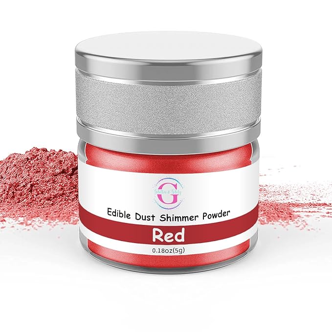 Glitter & Glitz Edible Glitter for Drinks - Premium Drink Glitter Edible Dust for Cocktails, Baking, Brew, Champagne - Luster Dust and Cocktail Glitter - Edible Glitter for Drinks Decoration (Red, 5Grams)