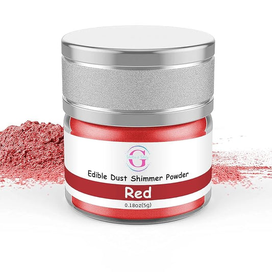 Glitter & Glitz Edible Glitter for Drinks - Premium Drink Glitter Edible Dust for Cocktails, Baking, Brew, Champagne - Luster Dust and Cocktail Glitter - Edible Glitter for Drinks Decoration (Red, 5Grams)