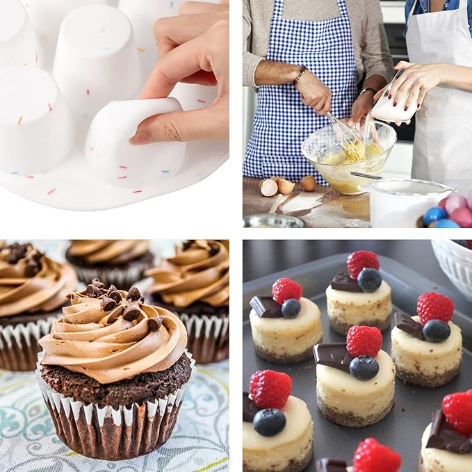 Silicone Egg Bite Molds Air Fryer Muffin Pan for Baking Non-Stick Silicone Egg Molds 7 Cups Air Fryer Cupcake Mold for Mini Muffins, Tart, Mini Cupcake BPA Free