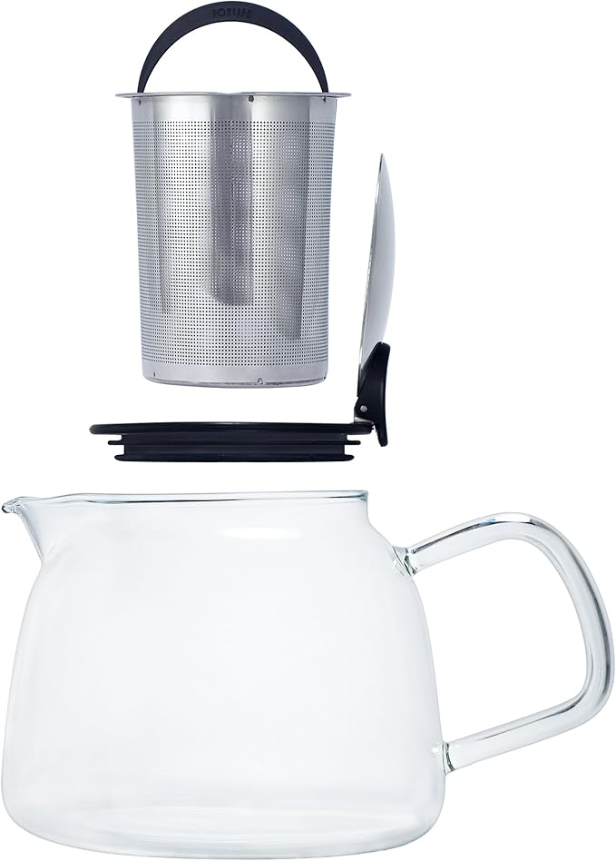 Forlife Bell Glass Teapot with Basket Infuser, 24-Ounce/730ml, Lime
