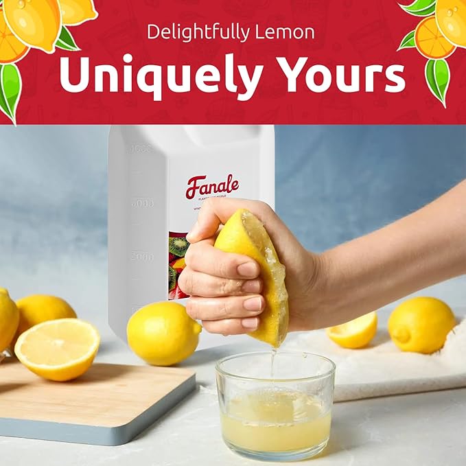 Fanale Premium Flavoring Concentrated Syrup for Bubble Tea 11 lb | Lemon Flavor Syrup | for Boba Tea, Smoothies, Slushes, Desserts | 11lb | PACK OF 4 | SRP120-CS