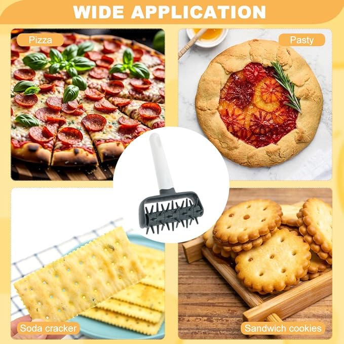 Pizza Dough Docker,Pastry Roller with Spikes Docker Dough Bubble killer Pie Docker Roller for Home Kitchen Pizza Making Accessories(COLOR:Dark grey)