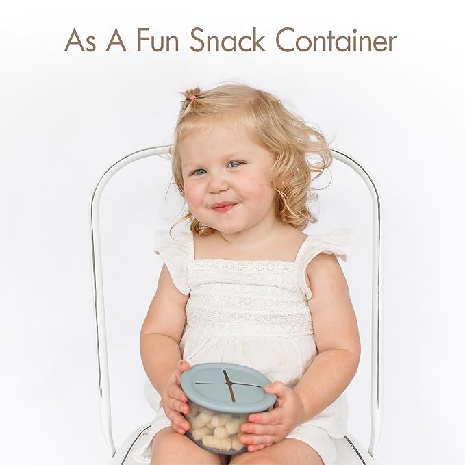 Moonkie Silicone Snack Containers for Kids and Toddlers | 8 oz Baby Food Containers with Airtight Lids and A Snack Lid | Baby Food Jars | BPA Free | Freezer & Dishwasher Safe | 6 Pack