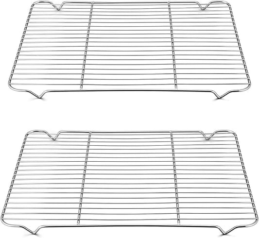 TeamFar Cooling Rack, 16.6” x 11.45” Stainless Steel Wire Baking Rack for Cooking Roasting Grilling, Fit for Oven Pan, Oven & Dishwasher Safe, Non-toxic & Heavy-Duty, 2PCS