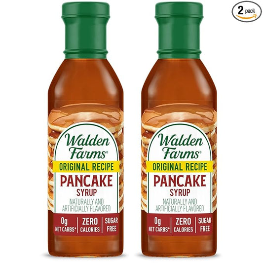 Walden Farms Pancake Syrup – Perfect for Pancakes, Waffles, Desserts – Zero Calorie, Sugar-Free, Low Carb, Keto-Friendly, Gluten-Free, Vegan – 2-Pack, 12 oz Bottles
