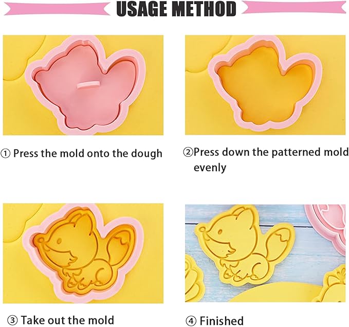 16pcs Animal Cookie Cutter Stamps Set, Lion, Panda, Forest Themed Plunger Stampers for Baking, Plastic Biscuit Molds for DIY Cookies, Cake Decor(J16)