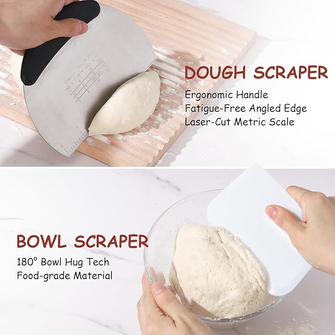 Sourdough Starter Kit, 9" Round & 10" Oval Banneton Proofing Bread Baskets Set, Sourdough Bread Baking Supplies for Beginner and Professional Bakers