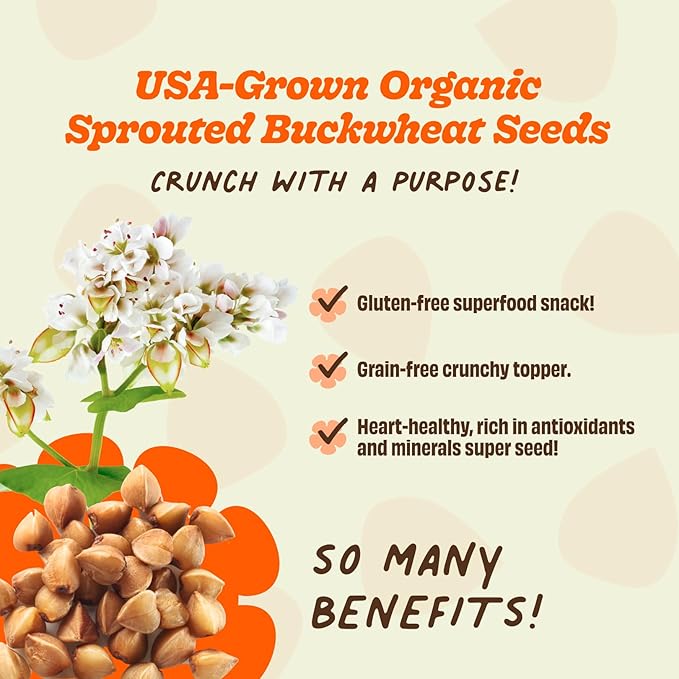 Lil Bucks Sprouted Regeneratively Grown Buckwheat Seeds– Paleo Cereal, Gluten-Free Granola, High in Protein, Low Sugar, Organic Superseed Crunch (CINNAMON, 1 Pack)