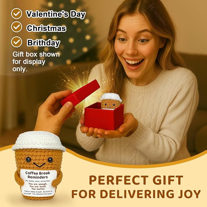 Coffee Lovers Birthday Gifts for Women Men, Positive Animals Espresso Themed Office Desk Decor, Inspirational Motivational Encouragement Little Reminders Present