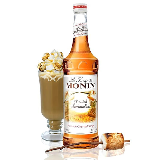 Monin - Toasted Marshmallow Syrup, Flavor of Campfire Treats, Natural Flavors, Great for Mochas, Shakes, Cocoas and Cocktails, Non-GMO, Gluten-Free (750 ml)