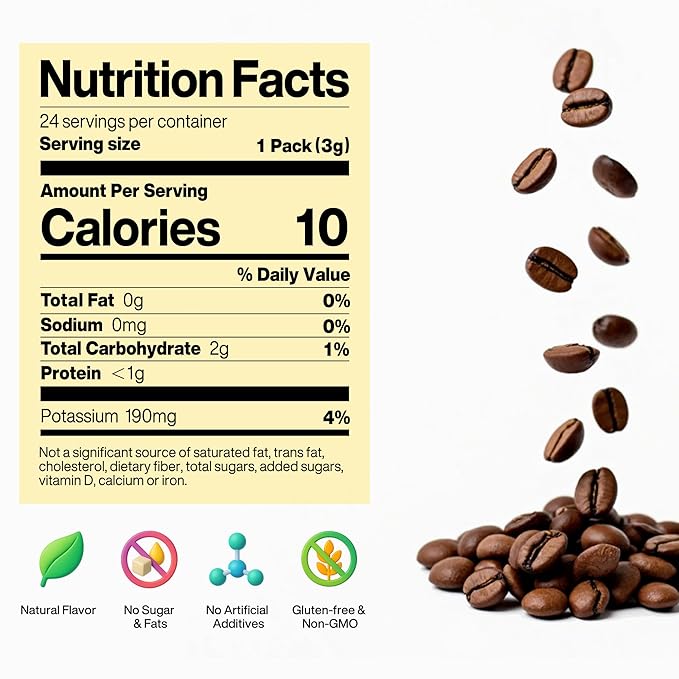 SATURNBIRD Coffee Instant Cold Brew, Dark Roast, Rich & Nutty Blend of 100% Specialty Arabica, Enjoy Hot or Cold, Freeze Dried Iced Coffee, 24 Single Servings for Home, Travel, Office (NO.5)