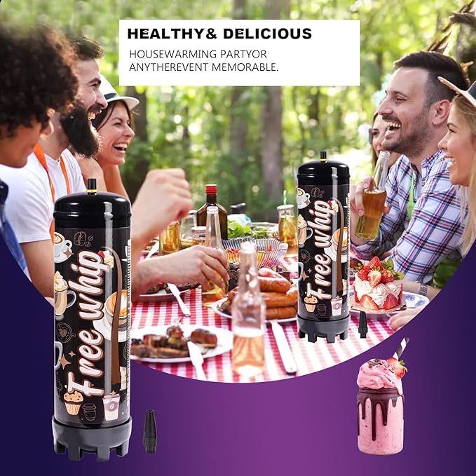 2.2L Whipped Cream Charger 1364G Whip Cream Charger Cartridges Whip Cream Charger Cylinder Food Grade Original Flavor (99.99% purity gas) 2-Count