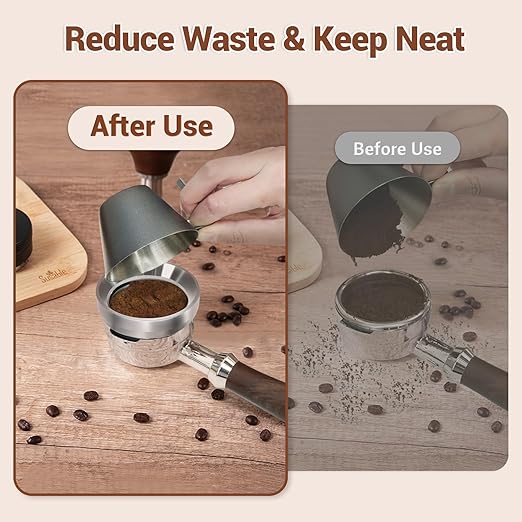 54mm Espresso Dosing Funnel, 304 Stainless Steel Coffee Dosing Ring, Portafilter Funnel with 6 Magnetic, Barista Tools Compatible with Breville 54mm Portafilter