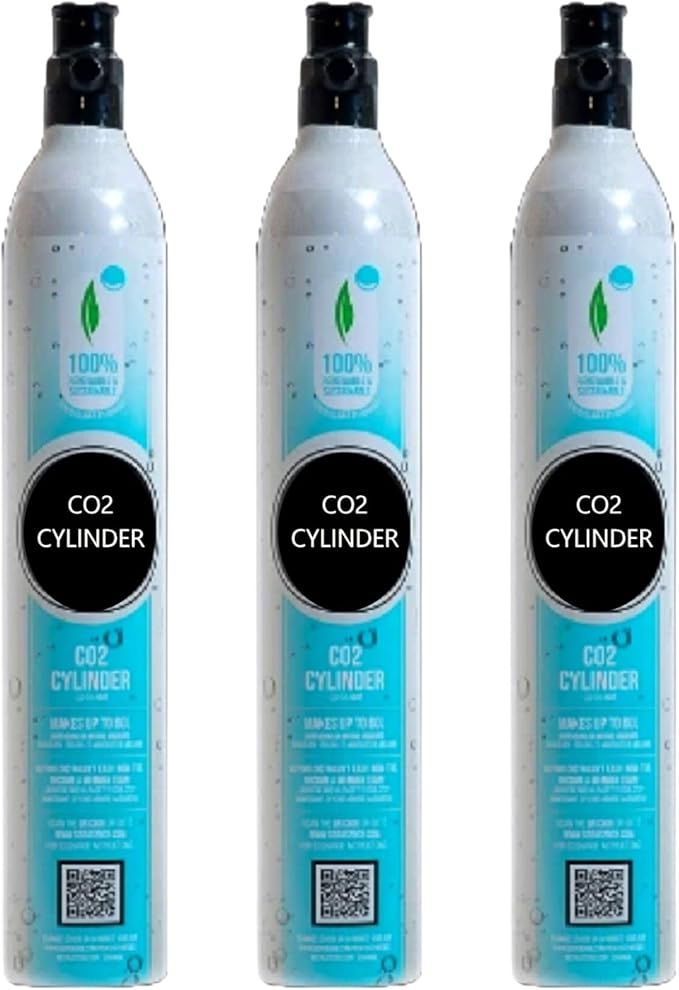 FIZZIT 60L Threaded CO2 3 Pack Canister Refill, Compatible with All Threaded 'Screw-In' Soda Makers Including Soda Machines(C02-3PK-A)
