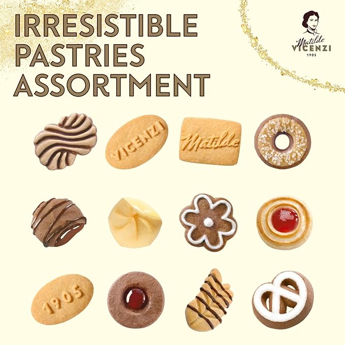 Matilde Vicenzi Minivoglie Butter Cookies Tin - Italian Pastry Assortment, Traditional Holiday Cookie Gift for Thanksgiving, Christmas, Hanukkah - 500 g
