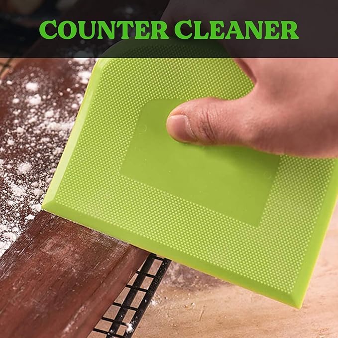 SURDOCA Dough Scraper Bench Scraper - 3P 4.7x3.7" Plastic Flexible Bowl Scraper, Sharp Edge & Angles Cake Scraper. Non-Slip Bakeware Decorating Tools Sculpting & Modeling Tools - Blue+Yellow+Green