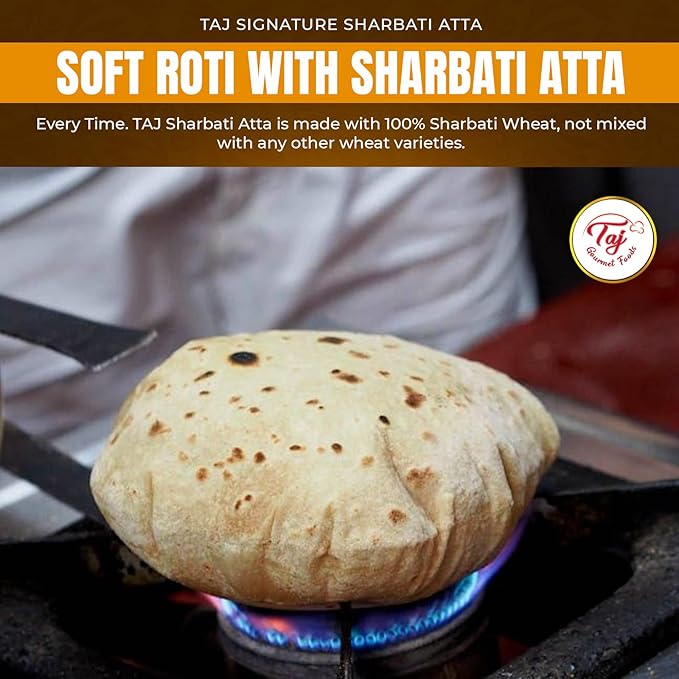TAJ Signature Sharbati Atta 20-Pounds (Chakki Atta - Stone Ground), 100% Whole Wheat Flour, Chappati Flour
