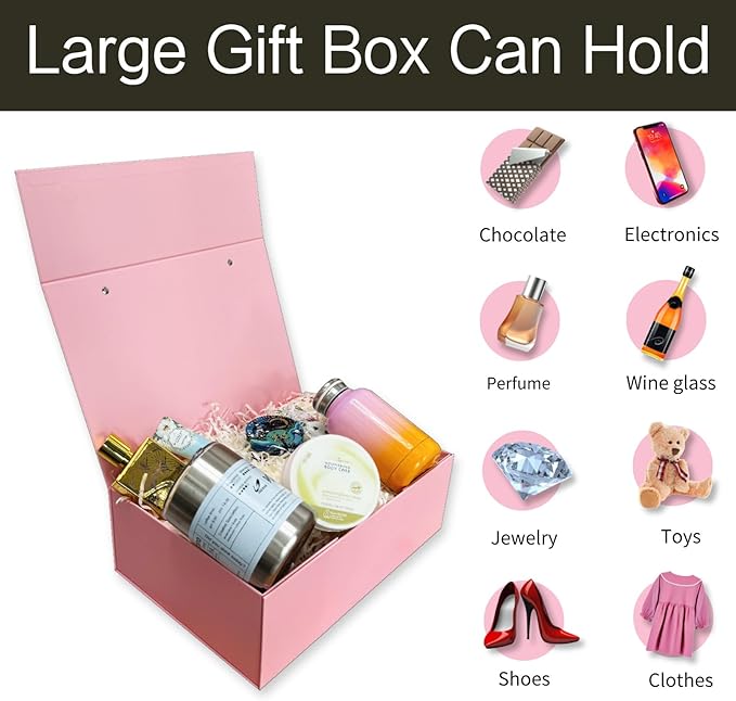 Joyscoop Large Gift Box 2 Pack 13 x 9 x 4.3 inch with Magnetic Lids, Luxury Gift Box for Mother's Day, Birthday, Weddings, Baby Showers, and More