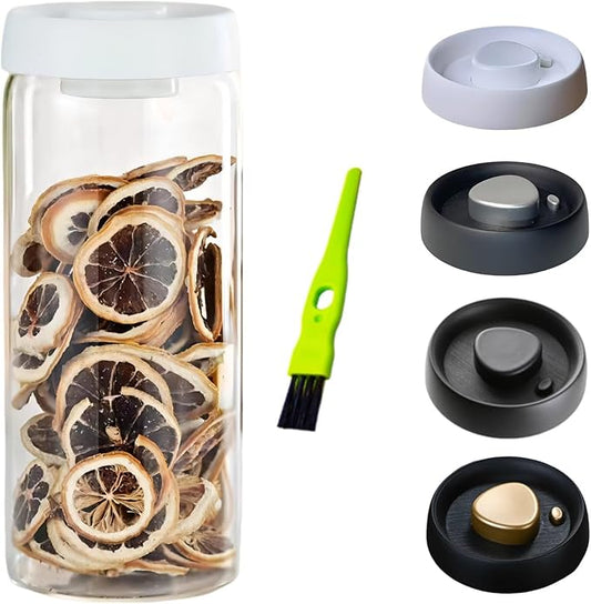 Vacuum Glass Jar with Airtight Lid,61floz/1800ml Borosilicate Glass Coffee Canister Container,Perfect for Coffee Beans & Grounds,Loose Leaf Tea,Candy,Sugar,Nuts,Spices