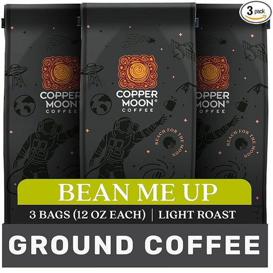 Copper Moon Ground Coffee, Bean Me Up Blend, Light Roast, 3 Bags (12 oz. each)