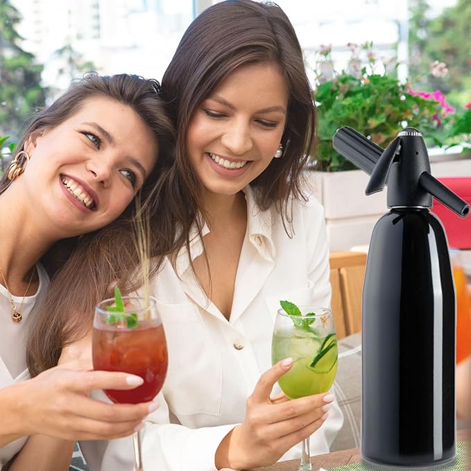 Soda Maker Soda Siphon, 1L Portable Carbonated Water Maker, Sparkling Water Maker Machine for Homemade Soda Water, Cocktails, DIY Sparkling Drinks, (Not Included CO2 Cartridges) with Ice Cube Mold
