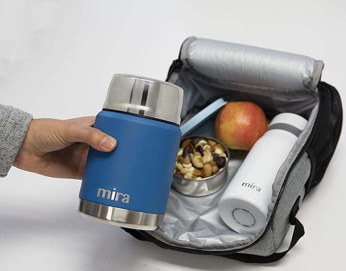 MIRA 15 oz Insulated Food Thermos for hot and cold foods - Leak-Proof Stainless Steel Container with Spoon - Honey