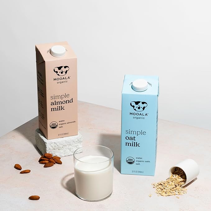Mooala Organic Simple Oat Milk, 32oz - 3 Ingredient, Shelf Stable, No Gums, No Oils, No Fillers, Non-GMO, No Additives, Dairy Free Plant Based Milk, 6 pack