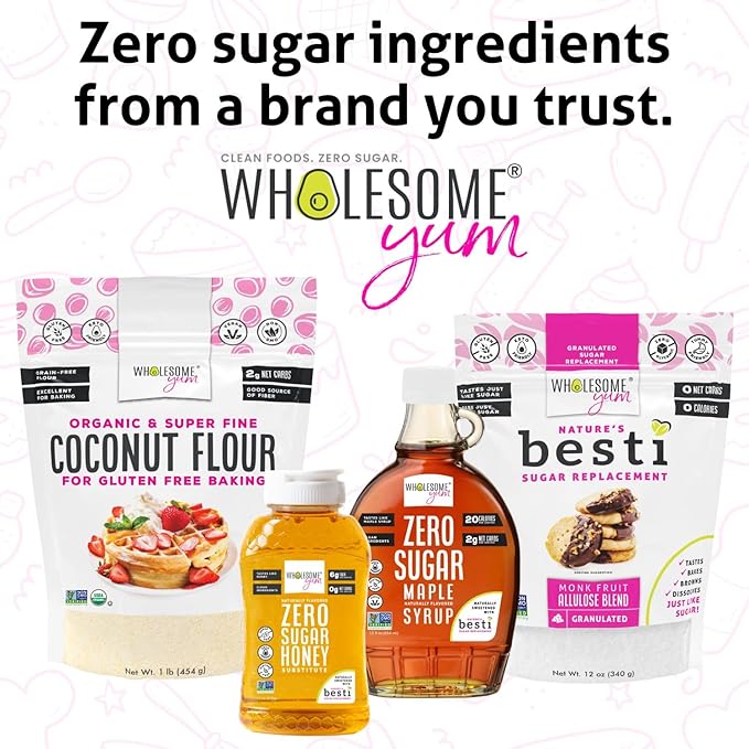 Wholesome Yum Premium Organic Coconut Flour For Baking & More (16 oz / 1 lb) - Low Carb, Gluten Free, Non GMO, Keto Friendly Flour Substitute