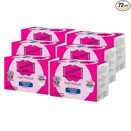 Marylou's Hazelnut Crème Gourmet Coffee - Single Serve K-Cup Pods, 72 Count, Compatible with Keurig Brewers