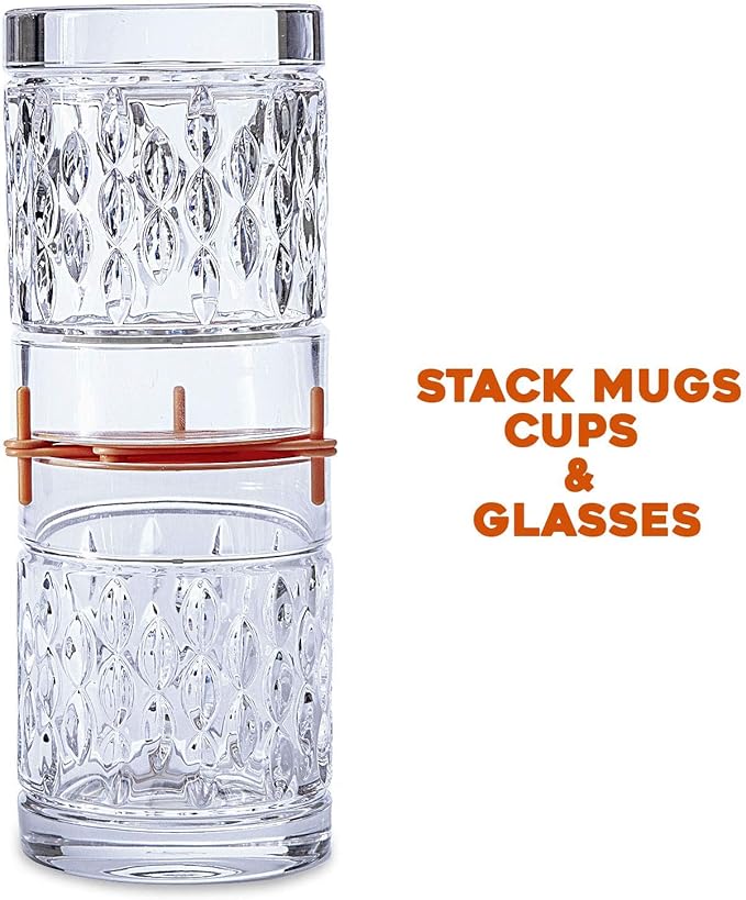 ELYPRO Mug Stacker 6-Pack – Coffee Mug Rack & Mug Organizer | Stackable Cup Holder for Coffee Bar & Kitchen, Under Cabinet Mug Holder – Space-Saving Mug Storage for Cabinets – Black