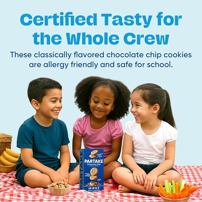 Gluten Free Patake Crunchy Chocolate Chip Cookies - Vegan - Free From the Top 9 Allergens Including Dairy, Wheat, Soy, Eggs, & Peanuts - Non GMO - Safe School & Office Snack (3 Pack, 5.5oz Boxes)