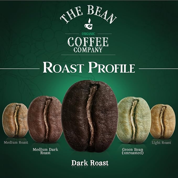 The Bean Organic Coffee Company Suzi's Power Bean, Dark Roast, Ground Coffee, 16-Ounce Bag, Café molido tostado orgánico