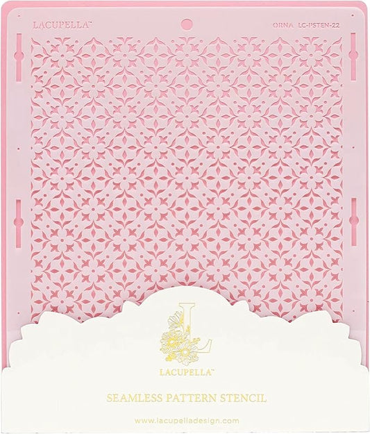 Cake Baking Stencil - Seamless Delicate Pattern for Decorating Tall Double Barrel Cake to Use with Buttercream, Royal Icing, Ganache, Paint, Airbrush (ORNA)