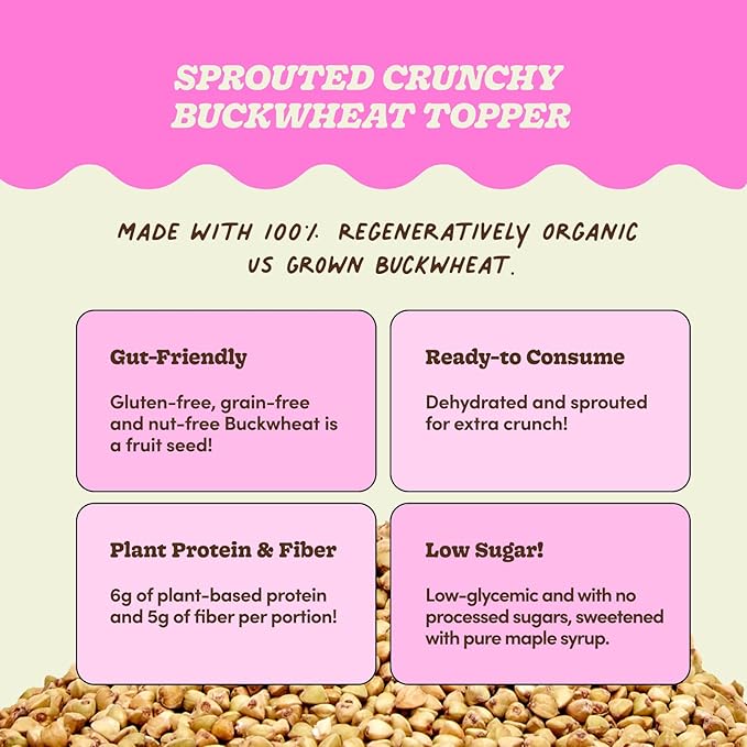 Lil Bucks Sprouted Regeneratively Grown Buckwheat Seeds– Paleo Cereal, Gluten-Free Granola, High in Protein, Low Sugar, Organic Superseed Crunch (CACAO, 3 Pack)
