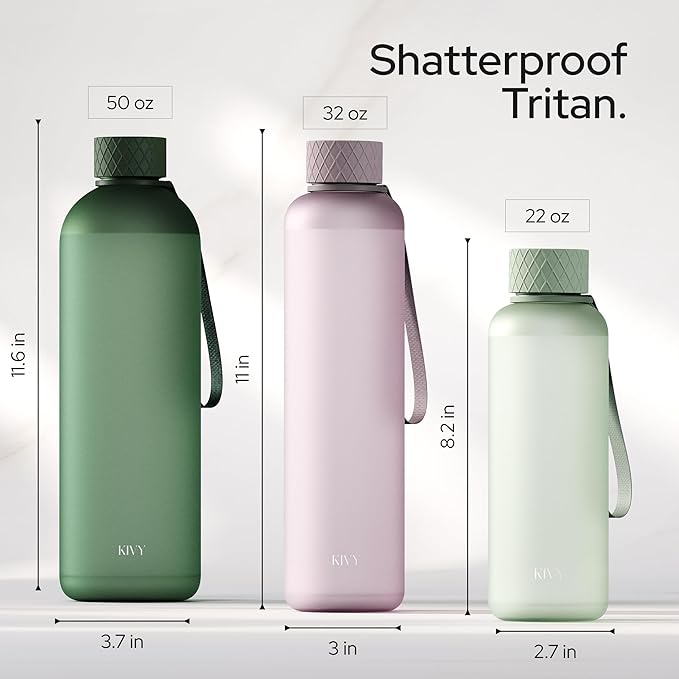 KIVY Slim Water Bottle 50oz [Lightweight & Shatterproof] - Reusable Tritan Water Bottle - Leak Proof Water Bottle for Women & Men - No Spill - Dishwasher Safe - Blue Water bottle