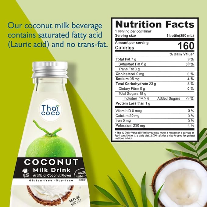 Thai Coco - Original Coconut Milk Drink with Nata De Coco - 9.8 fl. oz. 4 Pk