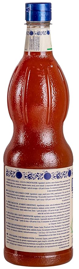 Fabbri Premium Flavoring Syrup, Peach, New Enhanced Flavor, All Natural, Made in Italy, 33.8 Ounce (1 Liter)
