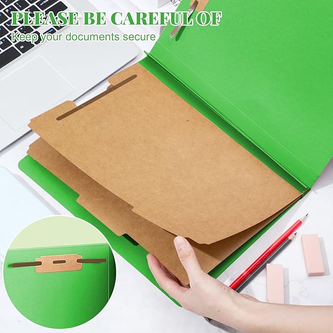 36 Pcs Classification Folders Letter Size, 2 Divider Pressboard File Folders with 3. 5 Inch Expansion, 2 Prongs Fastener, Heavy Duty Office File Organizers for Teachers, Medical (Green)