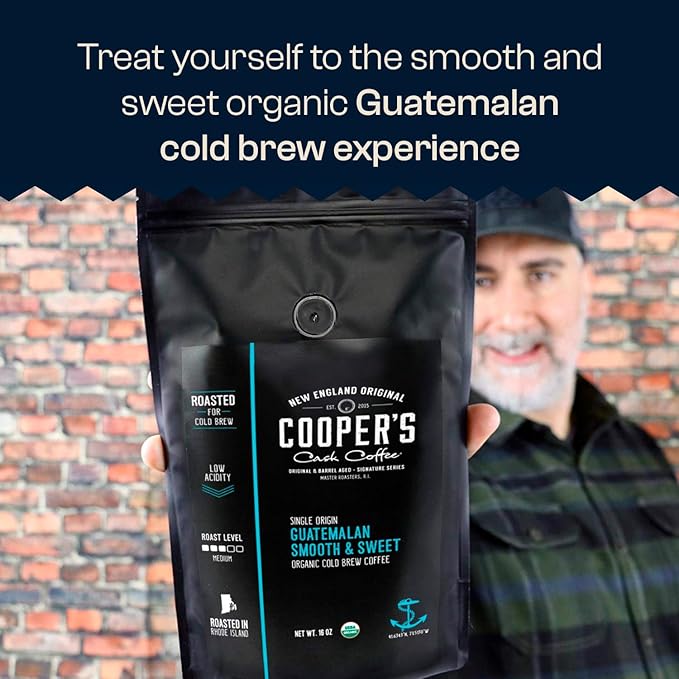 Organic Cold Brew Coffee - Guatemalan Coffee Beans Crafted For Cold Brewing - Whole Bean, Medium Roast, 16oz (Whole Bean)