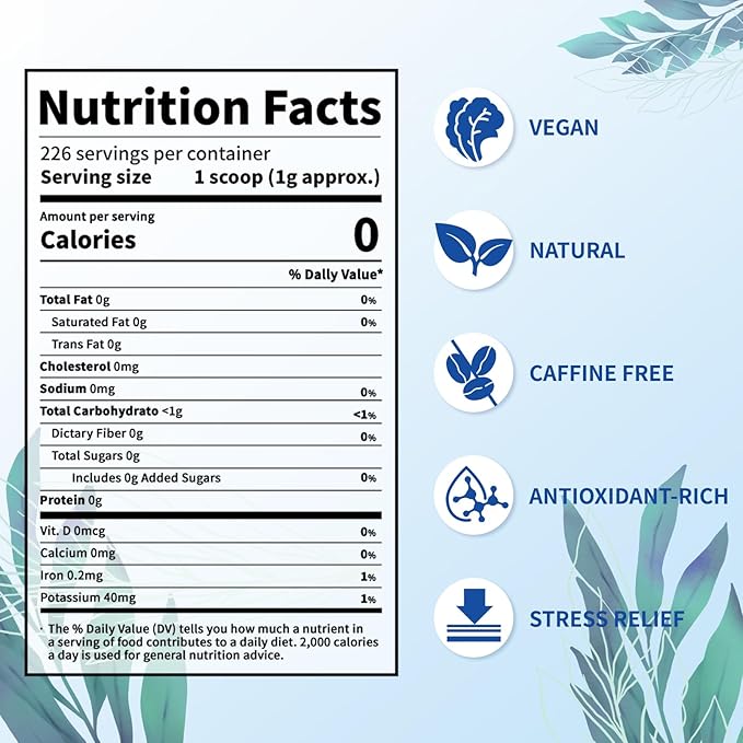 Nutrabloom Butterfly Pea Flower Powder 4 Ounce, Non-GMO Vegan Food Coloring Caffeine-Free Health Benefits Herbal Tea Powder for Cocktail, Smoothies, Drink, Baking