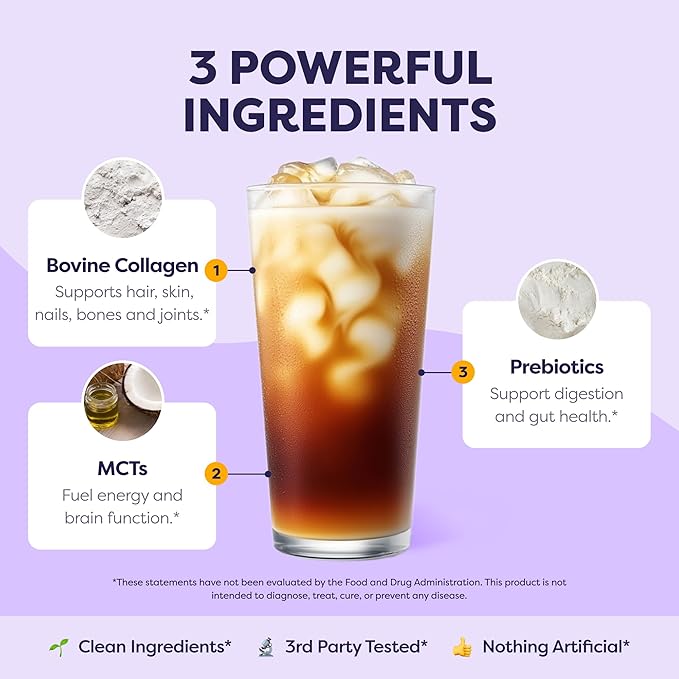 Collagen Protein Coffee Creamer Sweet Cream - Made with Grass Fed Pasture Raised Collagen - Hair, Skin & Nail support with Energy-Boosting MCTs, Keto Friendly, Lactose Free & Gluten Free, 0g of Sugar, 11g of Protein