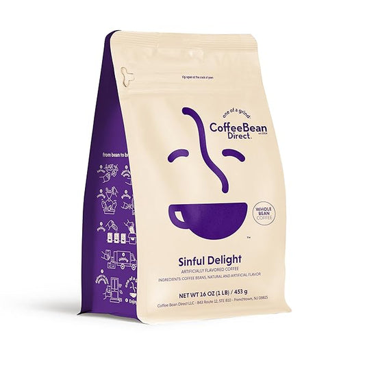 Coffee Bean Direct Sinful Delight Flavored, Whole Bean Coffee, 1 Pound Bag (Pack of 1)