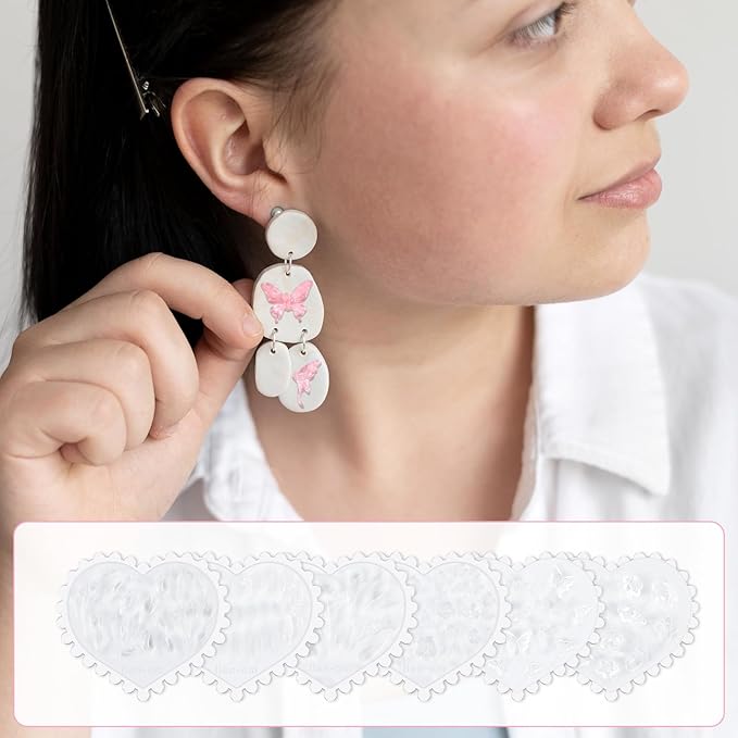 6 Pcs Polymer Clay Molds, Polymer Clay Cutters Molds for Crafts Air Dry Earrings Tools, Jewelry Mini Silicone Resin Flower Molds, Epoxy Polymer Clay Earring Cutters Shapes Making Kit Extruder