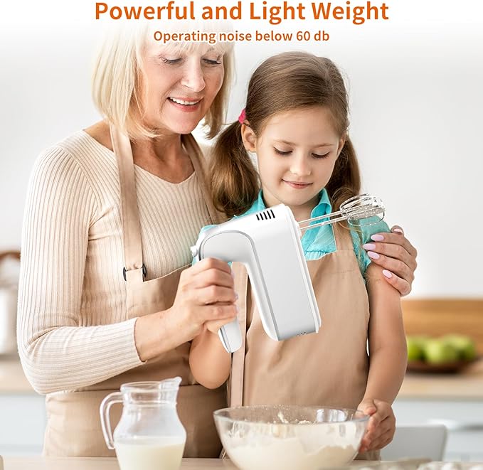 CBQ Hand Mixer Electric, 9 Speed 400W Handheld Mixer with Digital Display, Touch Button, Turbo, Snop-On Storage Case, 5 Stainless Steel Accessories, Mixer Electric Handheld for Cake, Cookie, Egg,