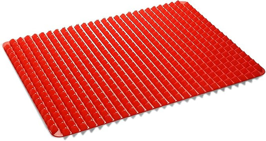 Silicone Baking Mat Red Pyramid Non Stick Bacon Microwave Tray Pastry Mats Red BBQ Grill Mat Baking Supplies oven Liners For Bottom Of Oven - 16 X 11''Silicone Mats For Kitchen Counter 1 Pack