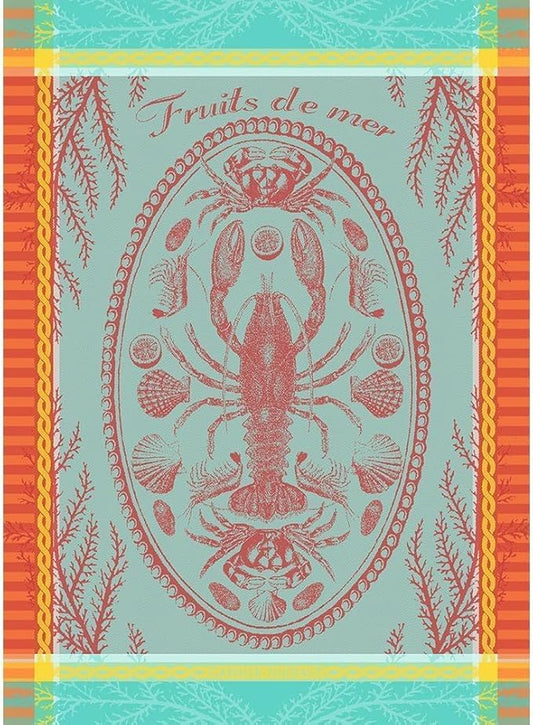 Garnier Thiebaut Maree Basse Lagon (Low Water Lagoon) French Kitchen Towel 22"x30", Cotton, Jacquard