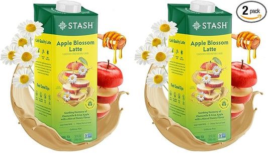 STASH Apple Blossom Latte - Dairy Free Plant Based Chamomile Tea Concentrate - Caffeine-Free - 32 fl oz, 5 Servings (Pack of 2)