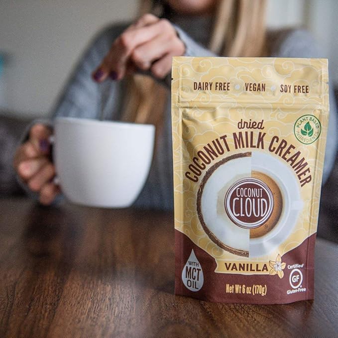 Coconut Cloud: Plant Based Dairy Free Coffee Creamer | Keto Friendly, Unsweetened Coconut Milk Powder | Low Sugar, Dairy Free, Non-GMO, Plant Based, Gluten & Soy Free, USA Made, (Vanilla & Original Combo), 2-Pack