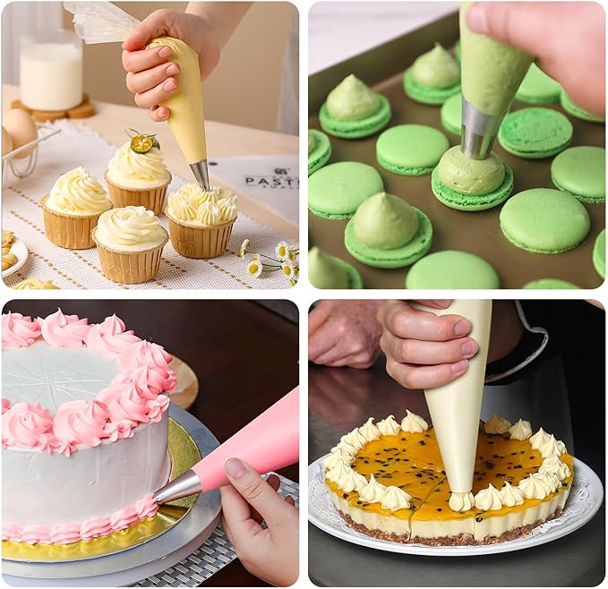 12 Inch Thick Disposable Piping Bags, 100PCS Anti Burst Pastry Bags for Cake Decorating Cream Frosting and Baking Supplies, Tipless Piping