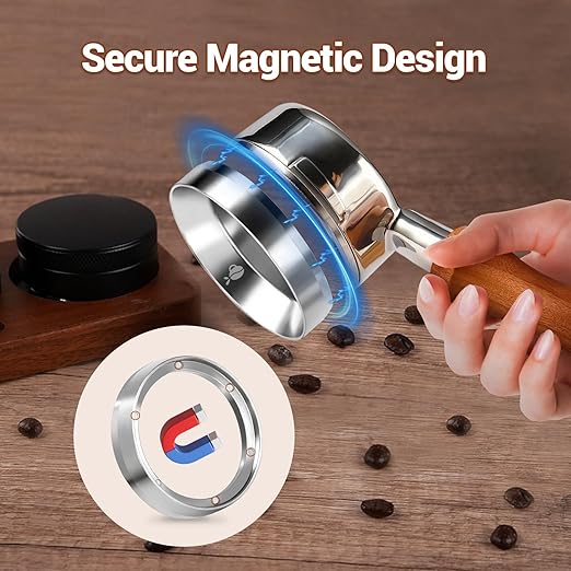 54mm Espresso Dosing Funnel, 304 Stainless Steel Coffee Dosing Ring, Portafilter Funnel with 6 Magnetic, Barista Tools Compatible with Breville 54mm Portafilter